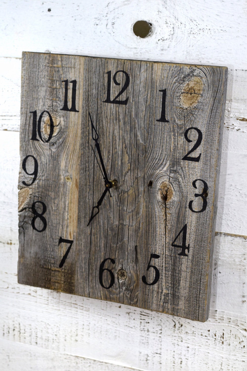 Rustic Barn Wood Wall Clock Reclaimed Wood Clock Large Wall