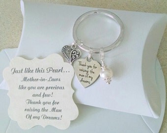 Mother Of The Groom Gift From Bride, Thank You For Raising The Man Of My Dreams, Mother of Groom, Charm is Size of a Nickel, KEYCHAIN