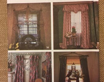 Uncut drapery curtain and valance window treatment pattern Simplicity 7486 - 1991