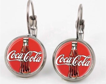 Vintage Coca Cola Leverback Earrings