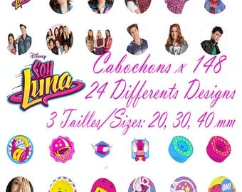 Soy Luna Disney Digital Collage 4 Sheets 148 images 20, 30, 40 mm Cabochon Bottlecap Pendant Magnet Topper Printable Image clipart Download