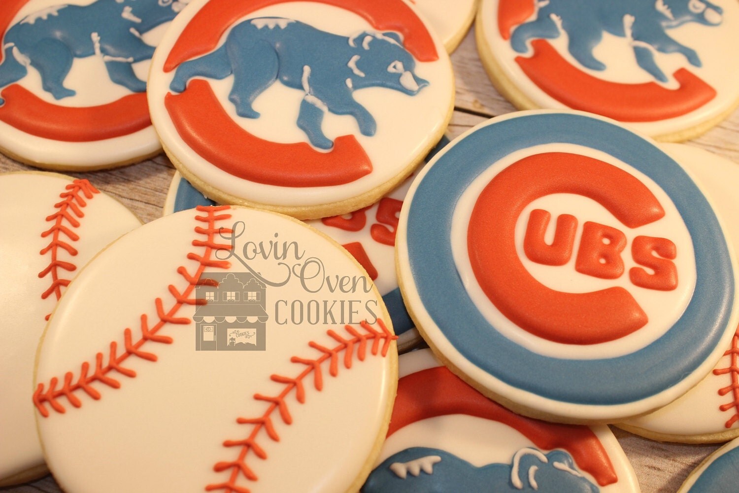 Chicago Cubs Decorated Sugar Cookies Sports Theme / Tailgate