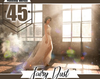 45 Fairy dust photo overlays, Photoshop overlay, floating dust overlay, digital backdrop background, realistic effect, Photo layer JPG files