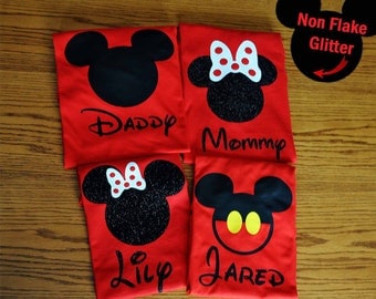 Disney Family Shirts/Disney Family Matching Shirts/Custom Disney Shirts/Mickey Mouse/Minnie Mouse Inspired w/ Glitter option Available
