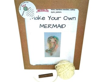 Knitted mermaid kit, knit your own kit, knit your own mermaid, mermaid kit, knitting kit, craft kit, gift for knitter