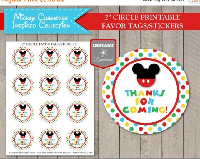 SALE INSTANT DOWNLOAD Mouse Clubhouse 2" Circle Thanks for Coming Printable Party Favor Tags or Stickers / Clubhouse Collection / Item #165