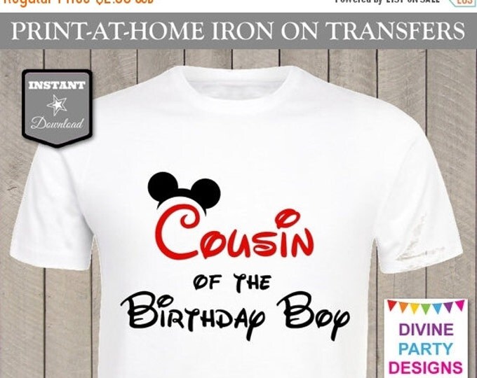 SALE INSTANT DOWNLOAD Print at Home Red Mouse Cousin of the Birthday Boy Iron On Transfer / Printable / T-shirt / Family / Party / Item #232