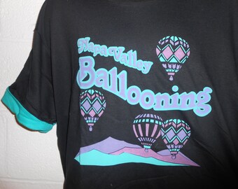 Vintage Napa Valley California Ballooning Hot Air Balloon T-Shirt XL