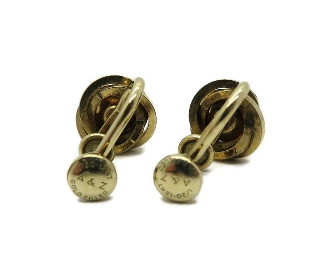 A&Z Faux Pearl Gold Filled Earrings, Vintage Screw Back Earrings