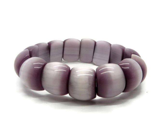 Vintage Purple Lucite Chunky Stretch Bangle Bracelet