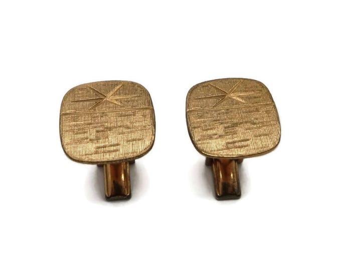 Vintage Cuff Links Copper Toned Cuff Links Square Etched Cufflinks Men's Suit Accessory Gift Idea