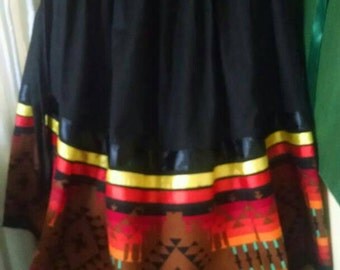 Women's Full SKIRT native american stomp dance ribbon skirt, fits all sizes, with adjustable waist, up to 60". Size fits... L - 2XL.