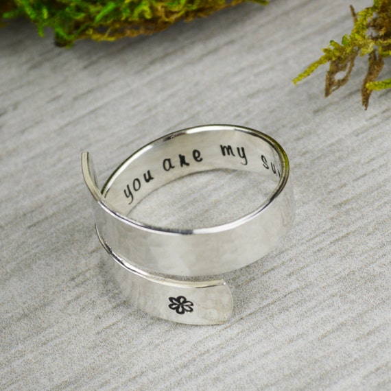 You Are My Sunshine Wrap Ring // Handstamped Jewelry Twist