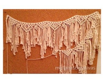 Macrame Curtain. Macrame wall, Decor Macrame garland Cotton cord, Banner Macrame, ecru cotton cord