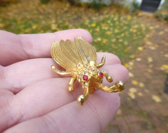 Neat Vintage Art Deco Gold Filled Bug Brooch, Cicada, Unique Insect Pin, Circa 1950s, Wow!