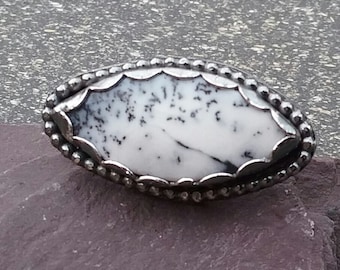 Dendrite Ring, Silver Ring, Artisan Ring, Boho Ring, Gemstone Ring, Unique Ring