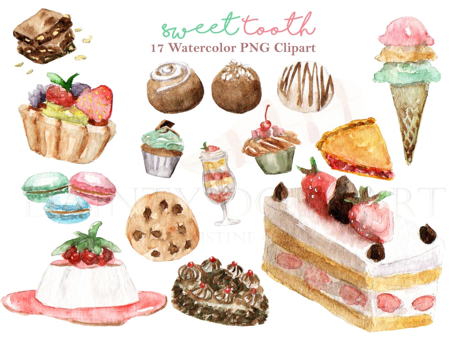 Download Sweets Clipart Watercolor Dessert Cupcake Cake Food Chocolate