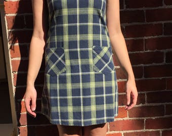 90s plaid pinafore dress
