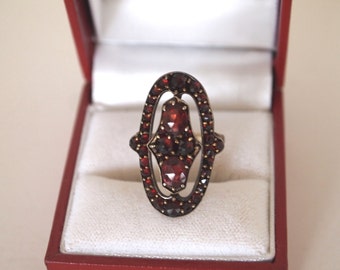 Antique Garnet Ring Rhodolite Garnet Bohemian Oval Czech