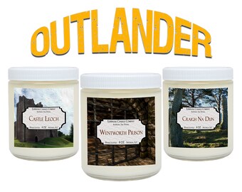 Outlander - Soy Candles - 3 Scented Candles Includes Castle Leoch, Wentworth Prison, Craigh Na Dun - 3 x 4 oz - Book Candles