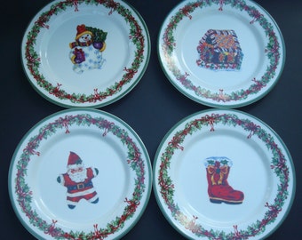 Christopher Radko Traditions Holiday Celebrations set of 4 Salad/ Dessert Plates