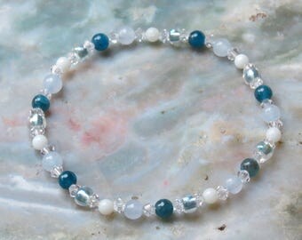 Girl's ADHD, Calming & Learning Bracelet or Necklace for Concentration, Anger, Fear and Mood Swings with Amazonite, Apatite and Aquamarine!