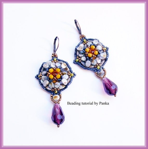 Beading earring tutorial. Beading pattern. How make to jewelry