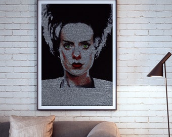 The Bride of Frankenstein Typographic Movie Poster Script Print