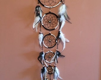 6" Dream Catcher,Black & White,Large ,Reiki Charged, Legend, Native, Hand Wrapped,Dreamcatcher, Energy Healing, Protection
