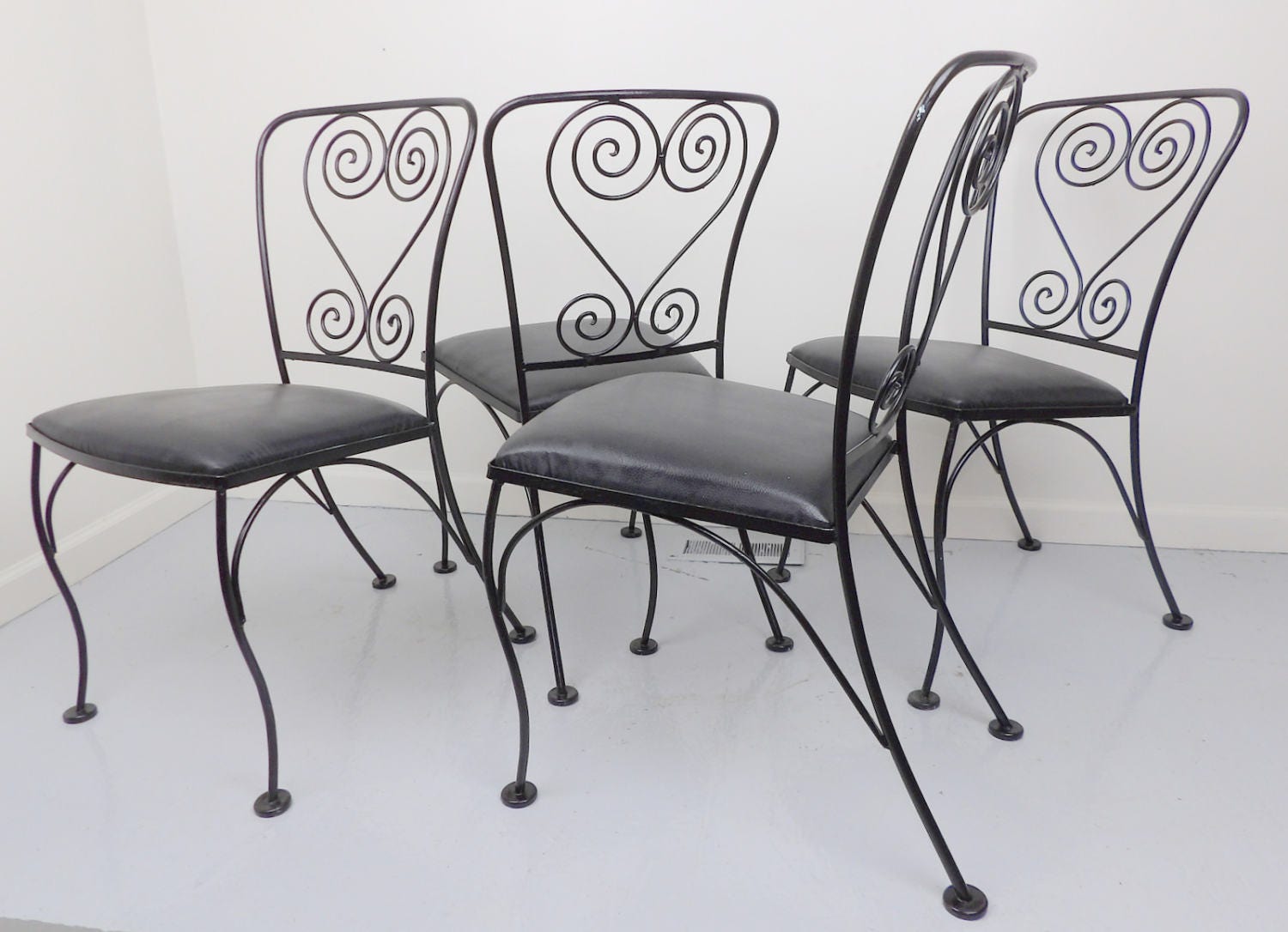 Wrought Iron Chairs 4 Patio Antique Chair Set Metal Black
