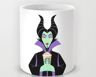 Personalized mug cup designed PinkMugNY - I love Starbucks - Maleficent (Disney Villains)
