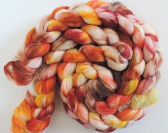 merino silk,Snowhunter Nr.21, top,handpainted fiber for spinning,4,2oz