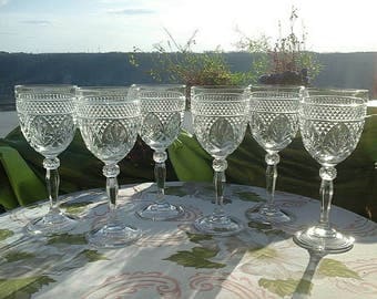 Cristal D'Arques-Durand Antique-Clear (Knob Stem) Water Goblet Set of 6