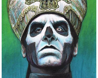 Papa Emeritus III Ghost B.C Portrait Print Swedish Heavy Metal Ghouls roman catholic religous art Portrait