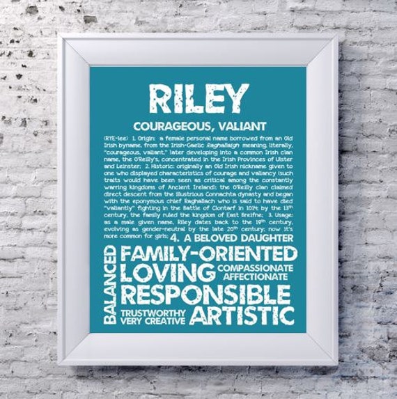 RILEY Personalized Name Print / Typography Print / Detailed