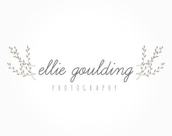 Bohemian Logo Design, Photography Logo, Photography Watermark, Leaf, Laurel, Vintage, Boho, Hipster, Handwritten, Premade Branding