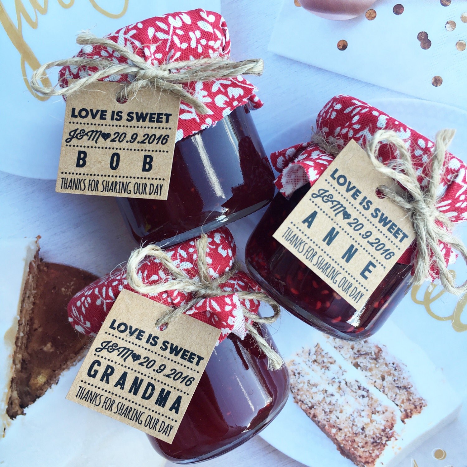 Mini Jam & Honey Jar Wedding Favours / Bonbonniere / Favors