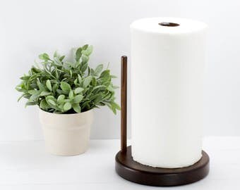 Round Walnut Paper Towel Holder