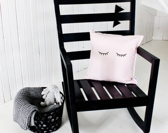 Lashes Pillow, Handmade Decorative Printed Pillow Cover, Cushion, Natural Linen/Cotton, Perfect Gift, Throw Pillow, Bedroom Decor
