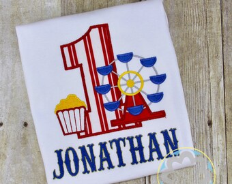 Carnival, Ferris Wheel Themed Monogrammed Personalized Birthday Shirt