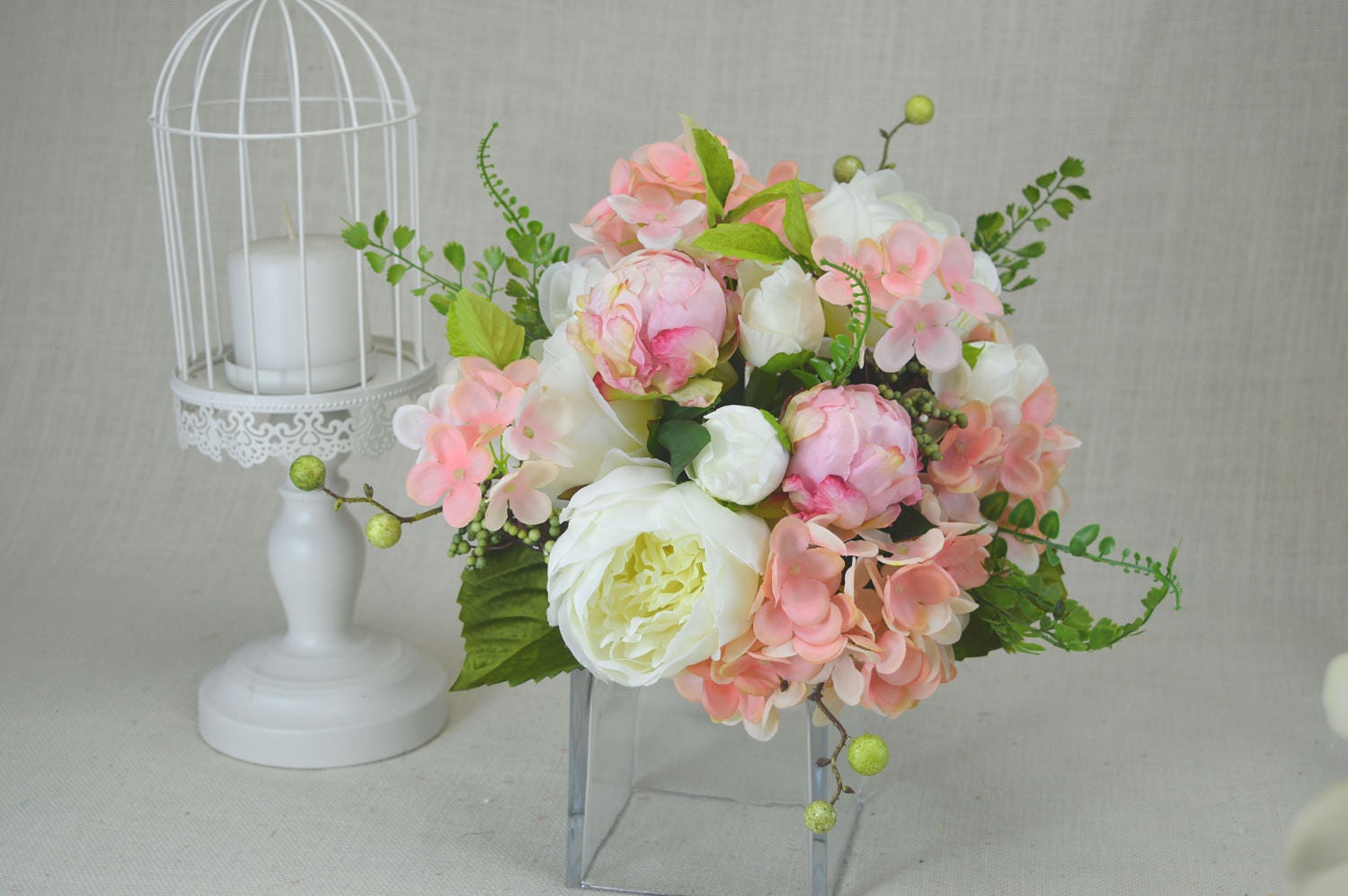 Pink Blush Pink Real Touch Peony Bouquet Artificial Flower