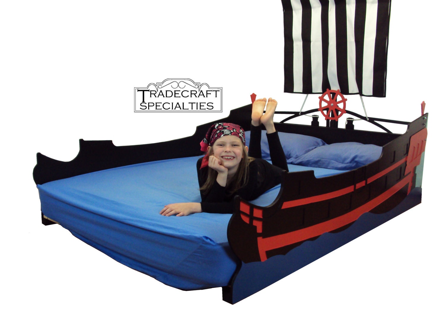 Pirate ship full kids bed frame handcrafted nautical