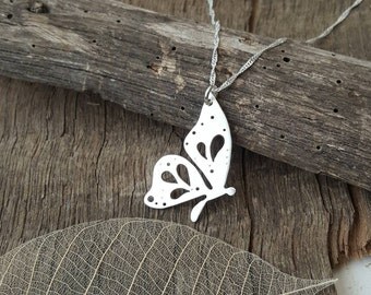 Sterling silver Butterfly pendant with hand pierced details