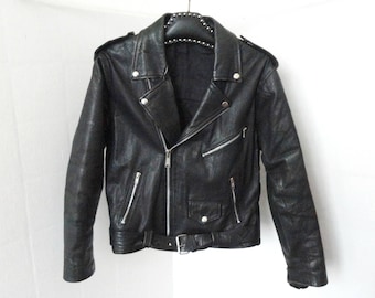 Vintage Biker Leather Jacket // Perfecto Jacket // Size 50