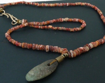 Collier Ancien En Coquillage Nacré 2 Faces - Long, Thème Bord De Mer, Occasion