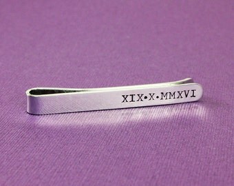 Personalized Roman Numeral Tie Clip - Custom Roman Numeral Tie Bar - Special Date Tie Clip - Wedding Gift - Anniversary Gift - Groom Gift