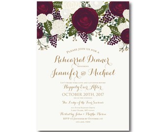 Vintage Rehearsal Dinner Invitation, Fall Wedding, Vintage Floral, Floral Wedding, Vintage Wedding, Rehearsal Dinner Invitation #CL158