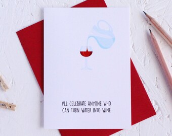 Funny Easter Card, Easter Card, Happy Easter Card, Water into Wine, Water into Wine Card, Wine Card, Funny Happy Easter Card, Jesus Card