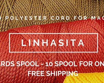 Waxed polyester cord for macrame. Linhasita. 10 cones (each cone: 196 yards). FREE SHIPPING