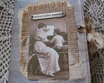 Handmade journal, junk journal, vintage style journal, diary, notebook.
